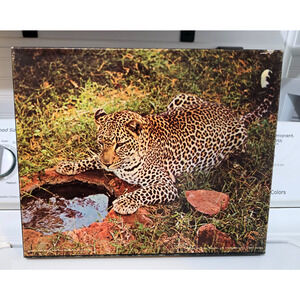 Vintage Puzzle 1972 "Thirsty" Gemini 500 Pc. Jigsaw Leopard 17.5" x 23.5" Rare